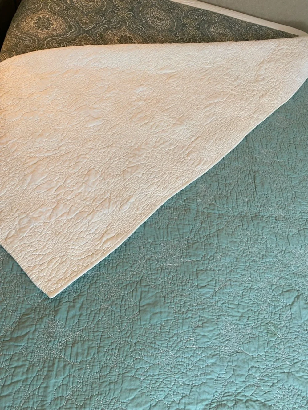 Threshold blue Quilted Bedspread -floral stitching Blue Coverlet